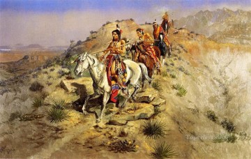 Amerikanischer Indianer Werke - auf dem Kriegspfad 1895 Charles Marion Russell Indianer